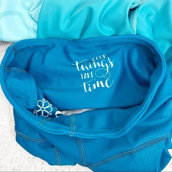 Omani Turquoise Moment Leggings Teal Blue Ombré XS Petite - Picture 4 of 8